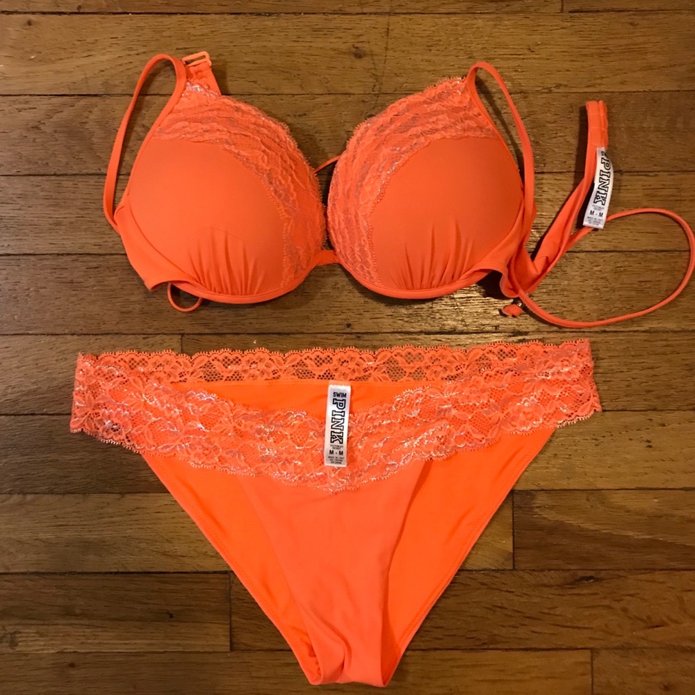 Victoria’s Secret neon orange PUSH-UP bikini set